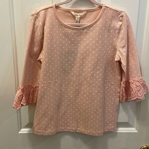 Pink Cloud 3/4 Sleeve Ruffle Tee NWT Size 10